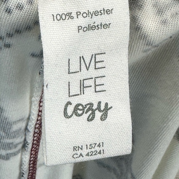 PJ Salvage Elastic Waist Draw String Snowflake Ski Print Long Lounge Sleep Pants - Picture 7 of 9